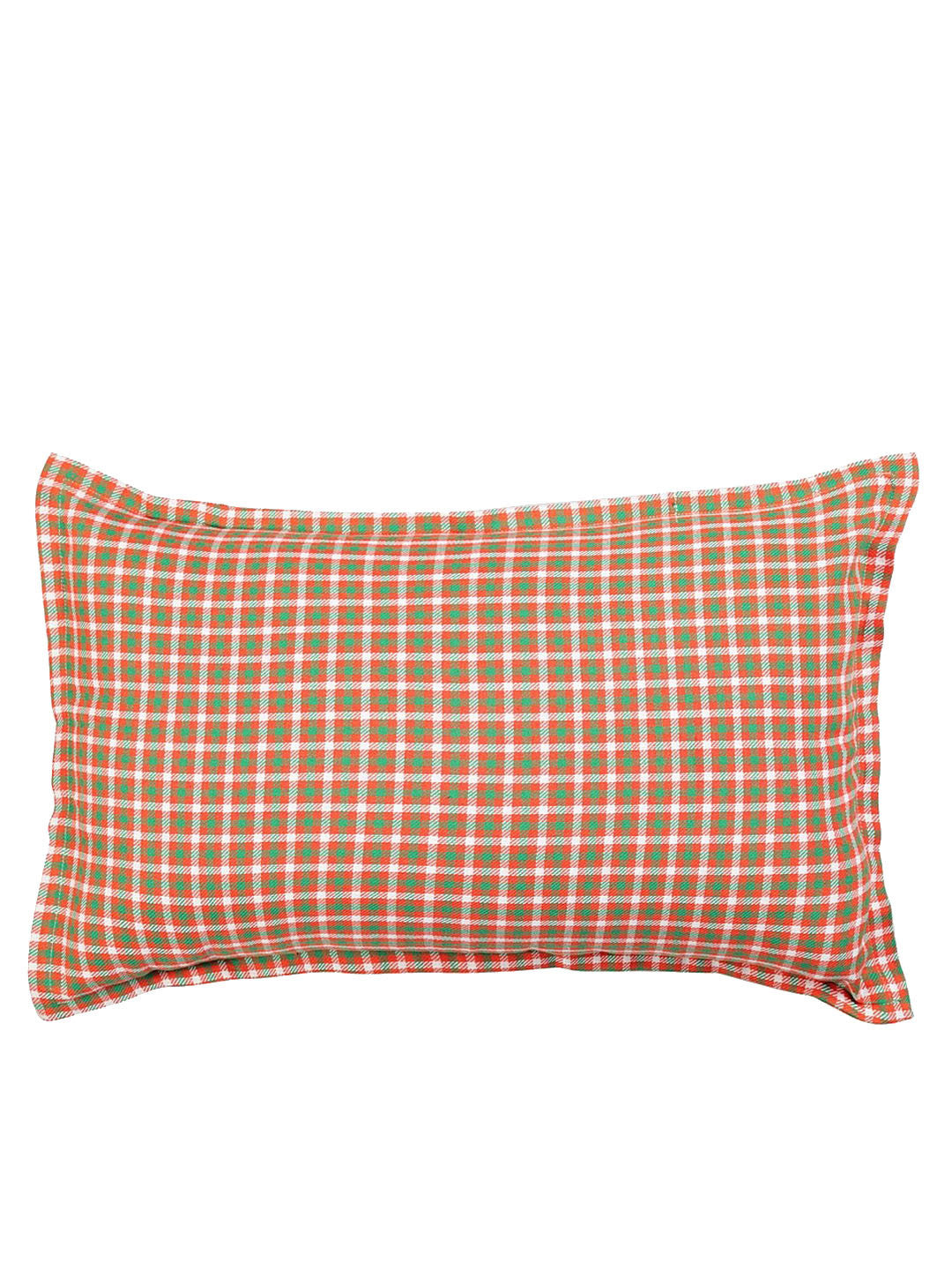 Pure cotton pillow covers, set of 2, orange & green & white